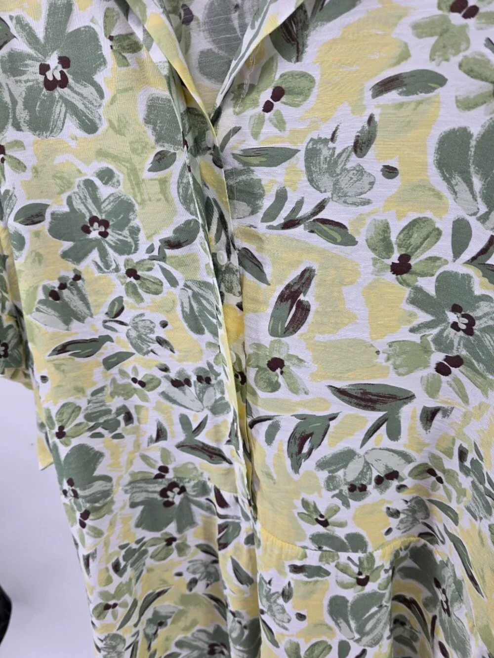 Indikah Green Yellow Floral Button-Up Romper – Size‎ M – Cotton Flowy